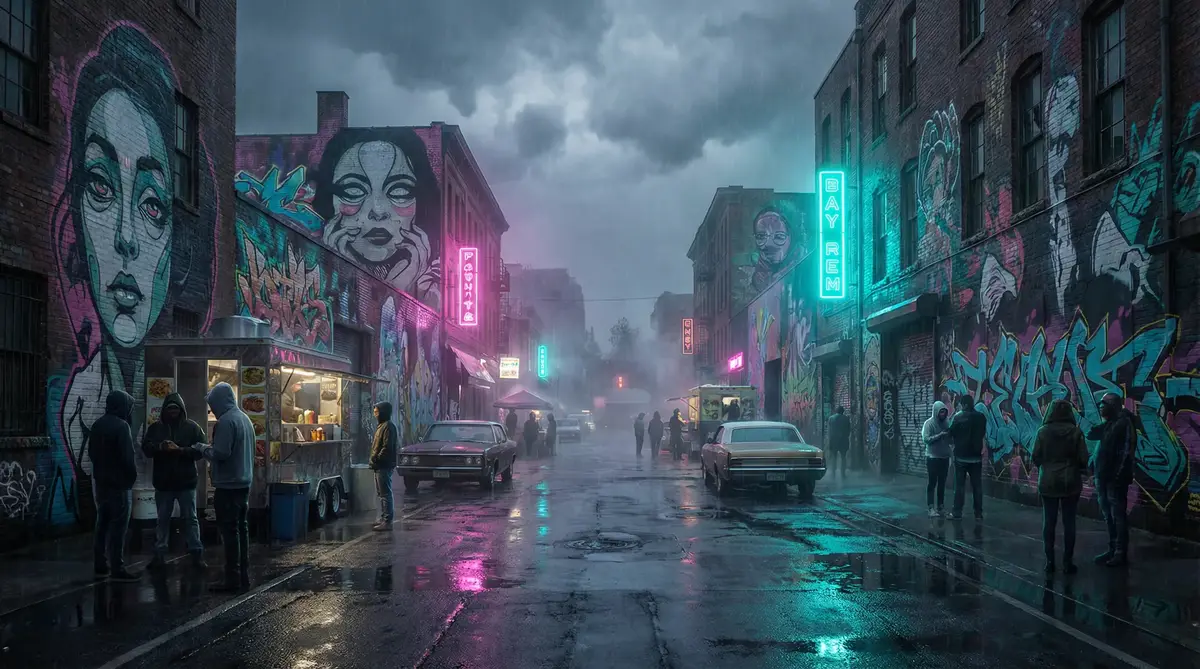 黄色仓库heck - 雨夜壁画街